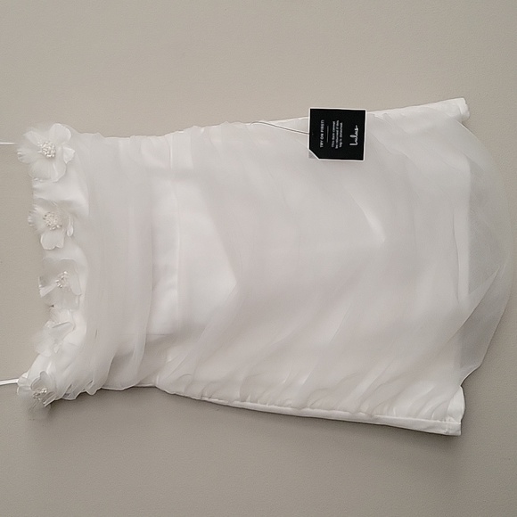 Lulus NWT  Idyllic Blooms Ivory Mesh Ruched 3D Floral Strapless Mini Dress Lulus - Picture 6 of 12